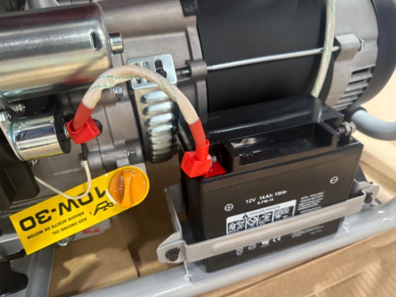 Photo 8 of ***SEALED BOX, STRAPPED***
A-iPower SUA12000EC 12000-Watt Gas Powered Generator W/Electric Start (CARB/EPA), 12000 Watt, Wheel Kit Included 12000W + Electric Start + CARB Generator
Power Source	gas-powered
Item Weight	221 Pounds