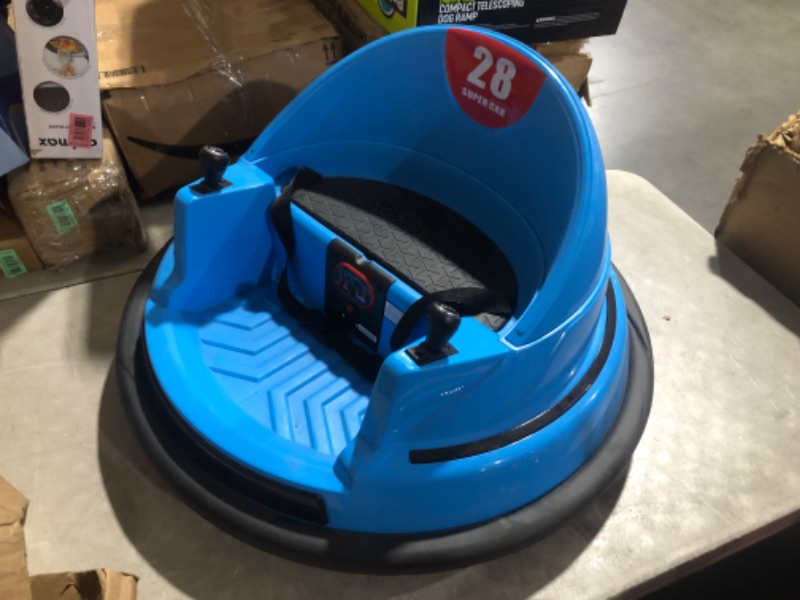 Photo 2 of ***USED - NO PACKAGING - UNABLE TO TEST***
FurniFusion Bumper Car for Toddlers 2-8, 12V Toddler Bumper Car with Remote Control, Safety Certified, Flashing Lights Music & 360 Degree Spin for Birthday Gift(Blue) 12V Blue