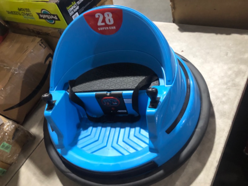 Photo 4 of ***USED - NO PACKAGING - UNABLE TO TEST***
FurniFusion Bumper Car for Toddlers 2-8, 12V Toddler Bumper Car with Remote Control, Safety Certified, Flashing Lights Music & 360 Degree Spin for Birthday Gift(Blue) 12V Blue