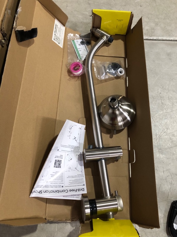 Photo 2 of ***NONREFUNDABLE - NOT FUNCTIONAL - FOR PARTS ONLY - SEE COMMENTS***
UCLIMAA High Pressure 48-Settings Shower Head with Handheld Shower,Drill-Free 3-Way Diverter for Easy Reach,Adjustable Height Slide Bar Dual Shower Head Combo Set - Brushed Nickel