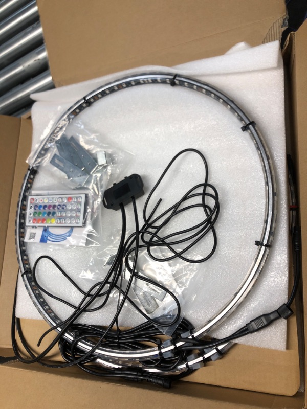 Photo 1 of 17" Double Row Wheel Lights, Brighter RGB Dream Chasing LED Rim Lights with App & Remote Control, Music Wheel Ring Lights with Turn & Braking Signal Compatible with Jeep Trucks SUV Car?4PCS? 4 wheel-17" 2-Row Dream Chasing