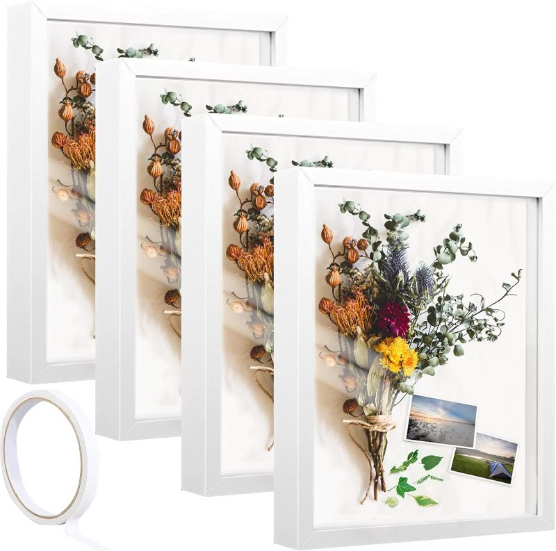 Photo 1 of *** STOCK PHOTO*** SEE PICTURES***8*10Shadow Box Frame, Box Picture Frame 4 Pack Wood Deep Shadowbox with Glass Shadow Boxes Display Cases Suitable