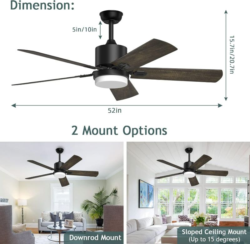 Photo 4 of (NON-REFUNDABLE) Obabala Ceiling Fans with Lights and Remote, Outdoor/Indoor Black Fan with Lights for Patio Bedroom Living Room?52 Inch Model 1