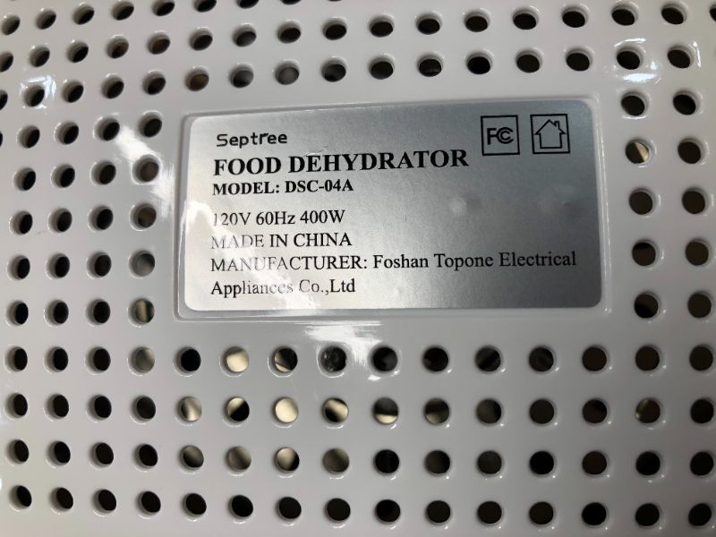 Photo 3 of ***USED - LIKELY MISSING PARTS - UNABLE TO VERIFY FUNCTIONALITY***
Septree Food Dehydrator 4 Stainless Steel Trays Food Dryer Machine with Digital Timer, Temperature Control and Safety Over Heat Protection for Jerky Herbs Fruit Veggies Snacks food dehydra