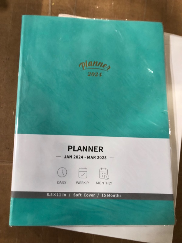 Photo 2 of RETTACY 2024 Planner - 2024 Planner 8.5 x 11, Monthly Planner 2024, 2024 Calendar 12 Month Planner, Jan 2024 - Mar 2025, 100 GSM Premium Acid-Free Paper, Leather Softcover (Mint)