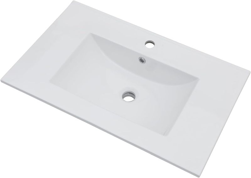 Photo 1 of (Similar to Stock Photo) Allen Roth Drip In Bathroom Sink Rectangular White Finish