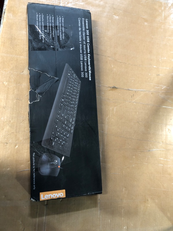 Photo 4 of Lenovo 300 USB Combo, Full-Size Wired Keyboard & Mouse, Ergonomic, Left or Right Hand Mouse, Optical Mouse, GX30M39606, Black & GX30M39704 300 - Mouse - Right and Left-Handed - Wired - USB