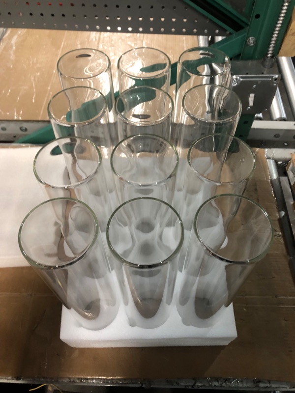 Photo 2 of 12 Pack Glass Clear Cylinder Vases Tall Floating Candle Holders Centerpiece Table Vases for Home Wedding Decorations Formal Dinners (4 x 3.35 Inch)