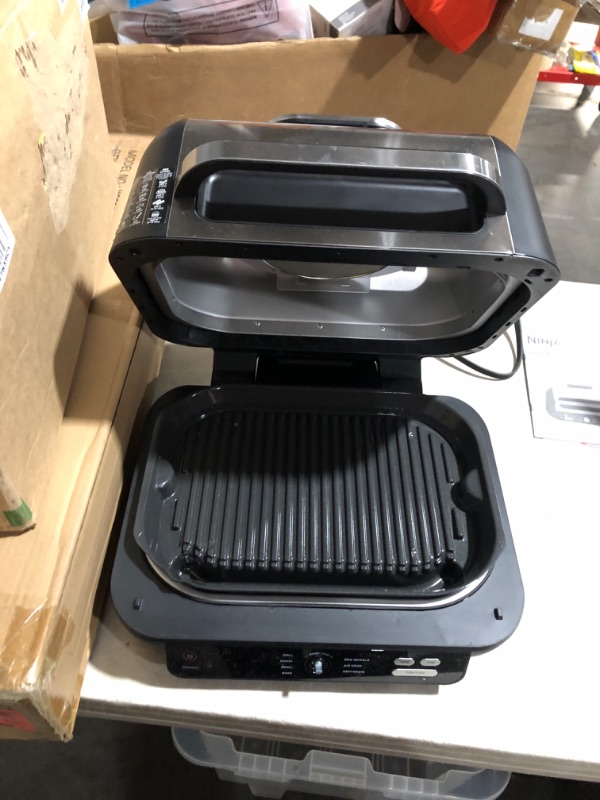 Photo 8 of ***USED - DAMAGED - UNTESTED - SEE COMMENTS***
Ninja IG601 Foodi XL 7-in-1 Electric Indoor Grill Combo, use Opened or Closed, Air Fry, Dehydrate & More, Pro Power Grate, Flat Top Griddle, Crisper, Black, 4 Quarts