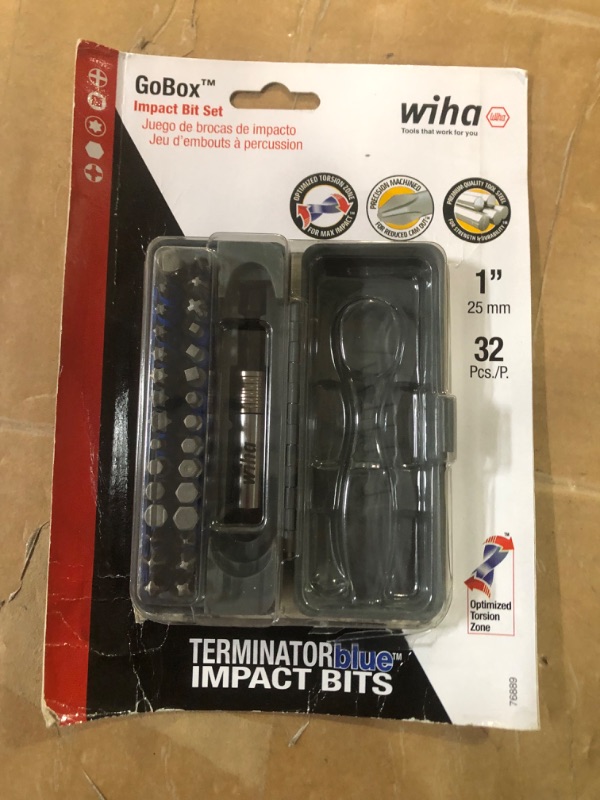 Photo 1 of Wiha 76889 Impact Bit Set with Ratchet and Compact Storage Box, 32 Pieces