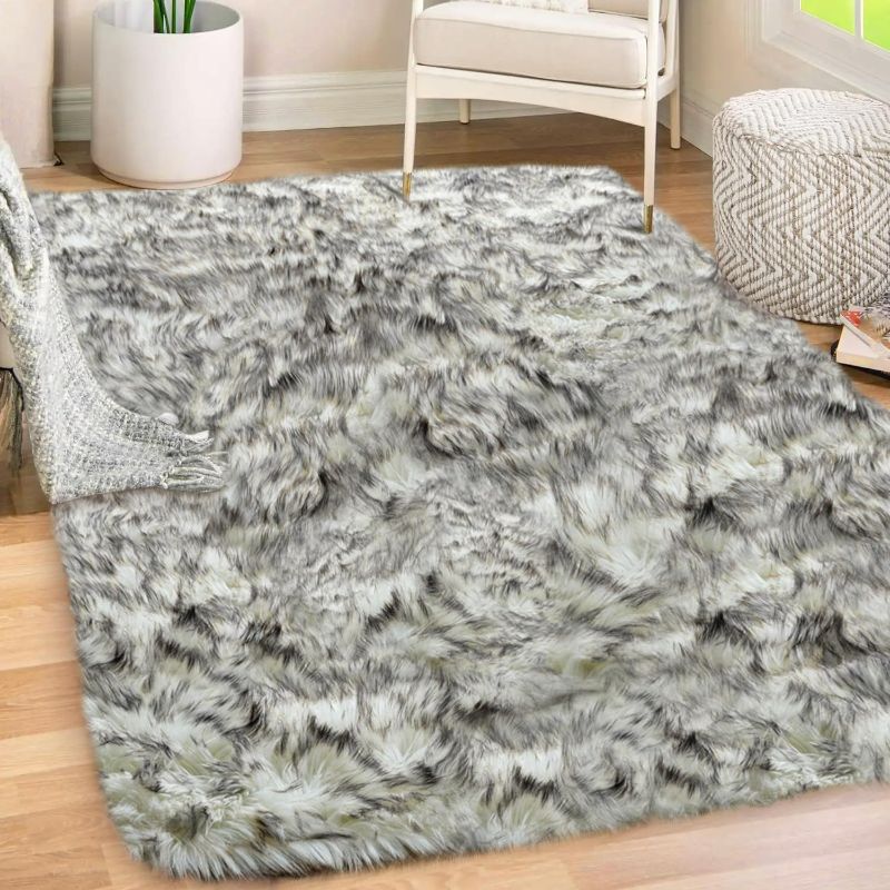 Photo 1 of (READ FULL POST) Gorilla Grip Fluffy Faux Fur Rug, Machine Washable Soft Furry Area Rugs, Rubber Backing, Plush Floor Carpets for Baby Nursery, Bedroom, Living Room Shag Carpet, Luxury Home Decor, 2x4