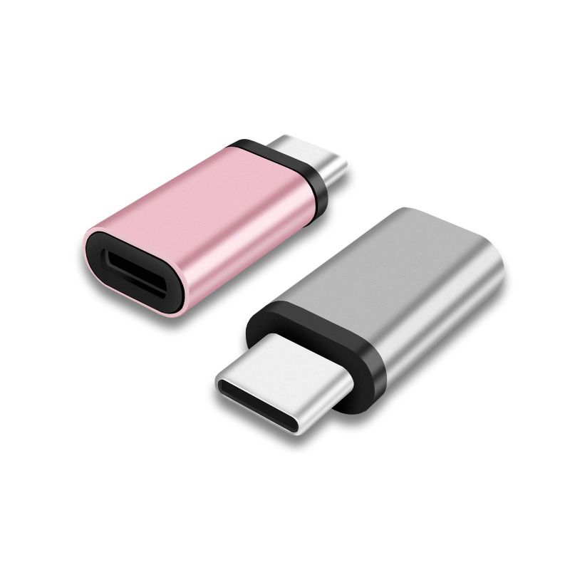 Photo 1 of for Lightning Female to USB C Male Adapter USB Type C Charger Connector Compatible with iPhone 15/15 Pro/15 Pro Max/15 Plus iPad Air Google Pixel Charging Data Transmission Pink+Silver Pack of 3 (6 Total)