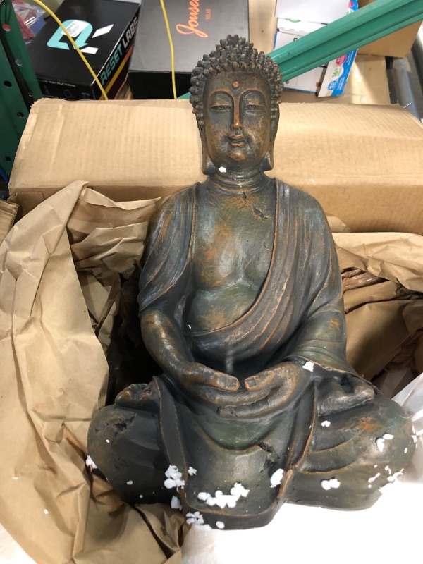 Photo 2 of **DAMAGE** Alpine Corporation GEM170 Buddha Statue, 10"L x 8"W x 15"H, Bronze Garden