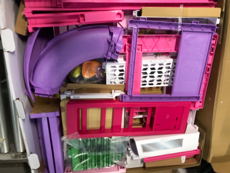 Photo 1 of Barbie DreamHouse Dollhouse with 70+ Accessories, Working Elevator & Slide, Transforming Furniture, Lights & Sounds Wheelchair Accessible Elevator