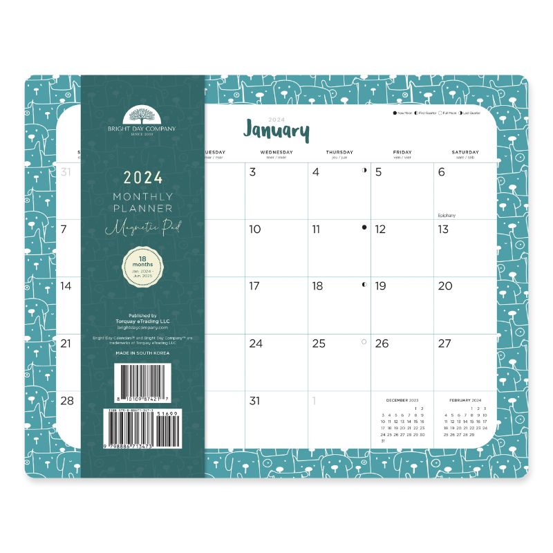 Photo 1 of 2024 Dogs on Repeat Annual Monthly Magnetic Refrigerator Pad by Bright Day,18 Month 8 x 10 Inch, January 2024 - June 2025