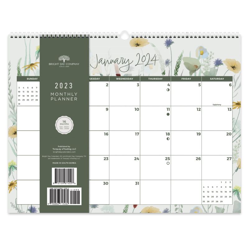 Photo 1 of 2023-2024 Academic Floral Spiral Weekly Calendar by Bright Day, 15" x 11.5", Twin Wire Binding, 18 Months, Jul 2023 - Dec 2024 Pack of 2