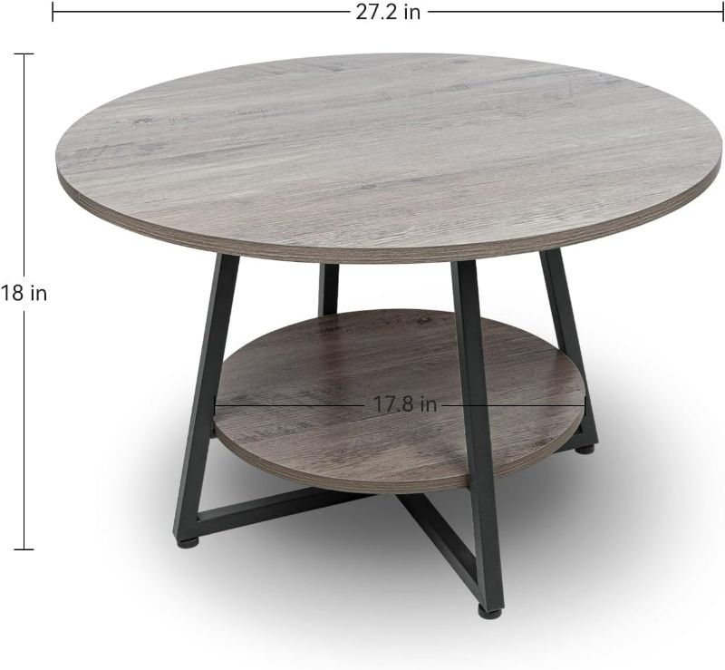 Photo 3 of (READ FULL POST) Masigle Round Coffee Table for Living Room, Modern Center Coffee Table  Gray