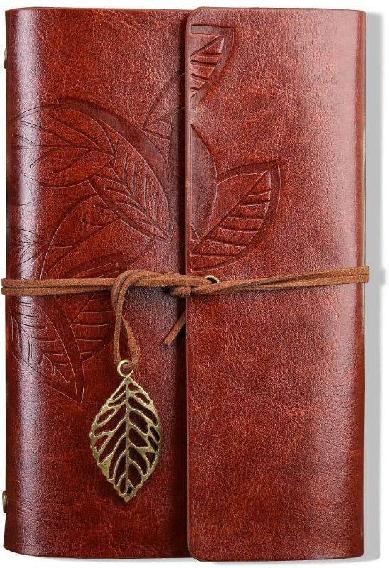 Photo 1 of **NON-REFUNDABLE BUNDLE OF 2** Retro Leaves Pendants PU Leather Cover Loose Leaf Brown A7(5 inch)