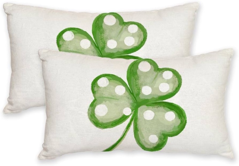 Photo 1 of **NON-REFUNDABLE BUNDLE OF 2** AACORS St.Patricks Day Pillow Covers 12X20 Inch Set of 2,Polka Dots Shamrock