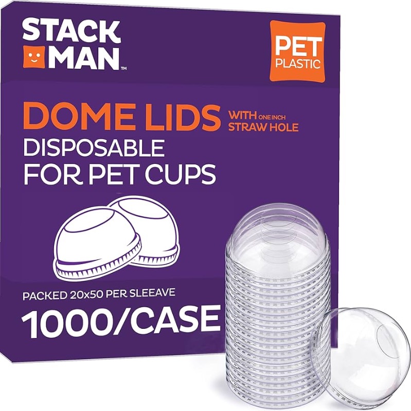 Photo 1 of [1000-Pack] Disposable Dome Plastic Cups Lids with 1 Inch Straw Hole For Clear Plastic Cups