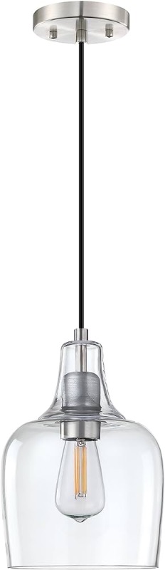 Photo 1 of 1 Light Hanging Indoor Kitchen Island Pendant Light 6.1" Clear Glass