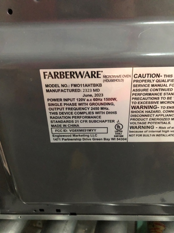 Photo 3 of Farberware Countertop Microwave 1.1 Cu. Ft. 1000-Watt Compact Microwave