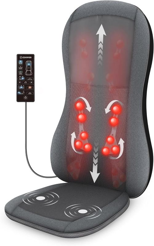 Photo 1 of COMFIER Full Back Massager with Heat -2D/3D Shiatsu Massage Seat Cushion Gray