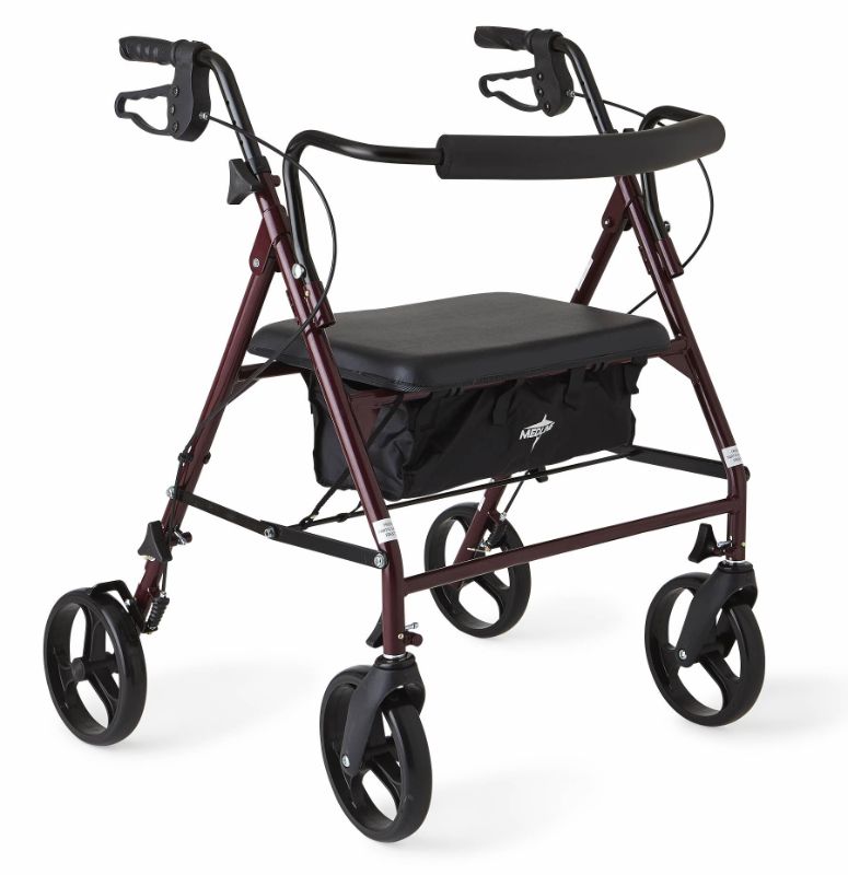 Medline Heavy Duty Rollator Walker with Seat up to 500 lbs, Large 8 ...