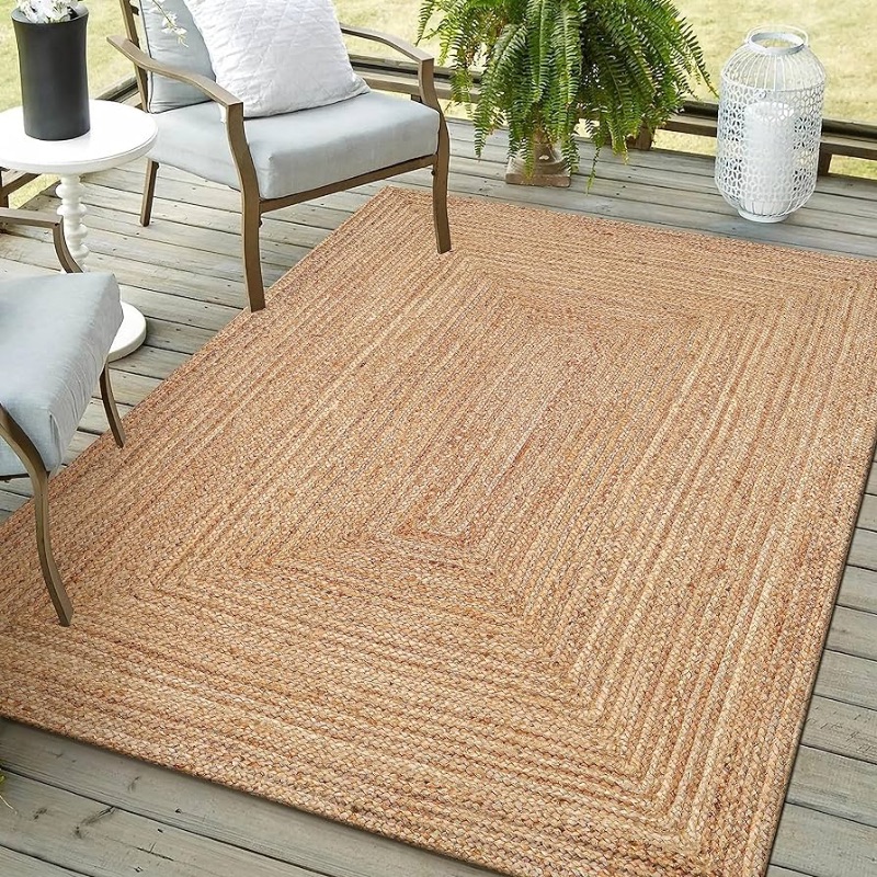 Photo 1 of **STOCK IMAGE FOR REFERENCE** Hand Woven Farmhouse Jute Area Rug 6x9 Ft Natural Yarn Jute Rug