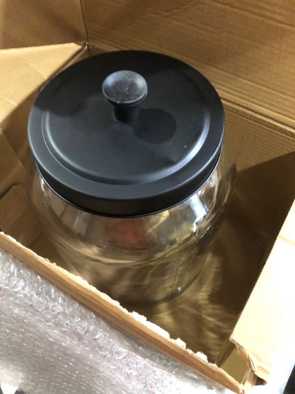 Photo 2 of 1 Gallon Glass Cookie Jar with Matte Black Metal Lid