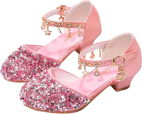 Photo 1 of ChuLian Girls Sandals Little Kids Glitter Dress Shoes Low Heel Sequins 