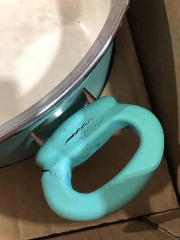 Photo 3 of **AS-IS - WELL WORN**GreenLife SoftGrip Healthy Ceramic Nonstick 6QT Stockpot Turquoise