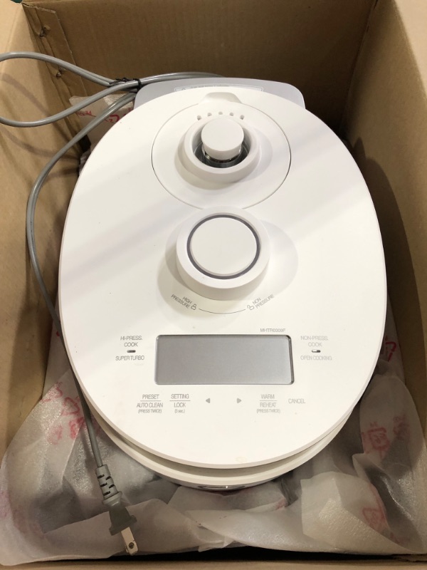 Photo 2 of **FOR PARTS ONLY - NON-FUNCTIONAL** CUCKOO CRP-MHTR0309F | 3-Cup (Uncooked) Twin Pressure Rice Cooker | White