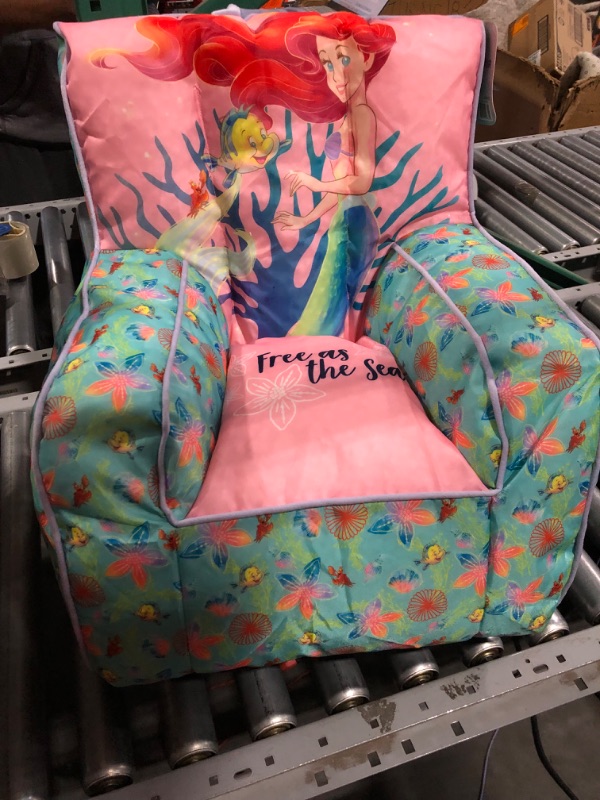 Photo 2 of Idea Nuova Disney Little Mermaid Kids and Toddler Canvas Bean Bag Chair with Piping & Top Carry Handle