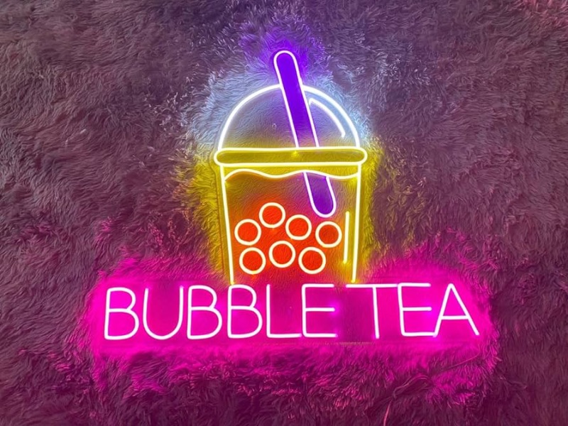 Photo 1 of **AS-IS - ONLY PARTIALLY LIGHTS UP** Boba tea Neon Sign (LARGE 27x23inches), Bubble Tea Neon Sign