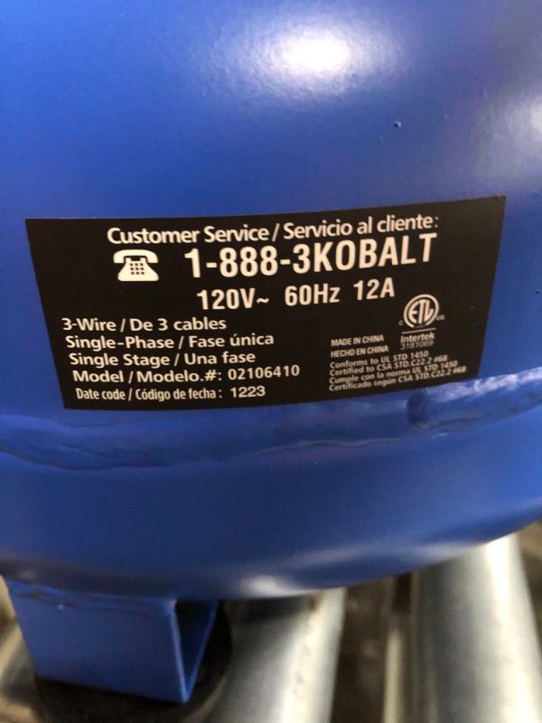 Photo 3 of Kobalt 6-Gallons Portable 150 PSI Pancake Air Compressor