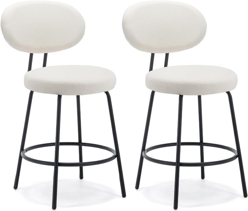 Photo 1 of ***USED - LIKELY MISSING PARTS - UNABLE TO VERIFY FUNCTIONALITY***
COLAMY Bar Stools Set of 2, Counter Height Bar Stools, 24 Inch Upholstered Fabric Barstools 