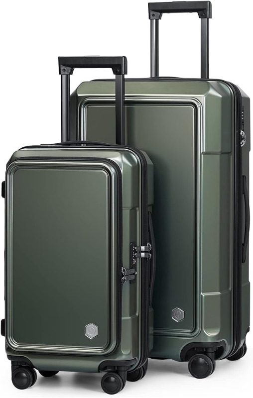 Photo 1 of Coolife Luggage 2 Piece Luggage Set Carry On Spinner Suitcase Set Green