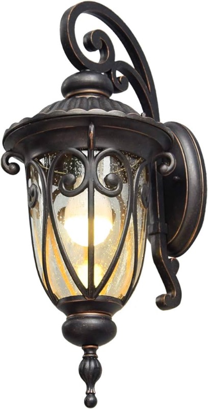 Photo 1 of 18 Inch Outdoor Porch Light with Wall Mount, Antique Bronze Wall Lantern