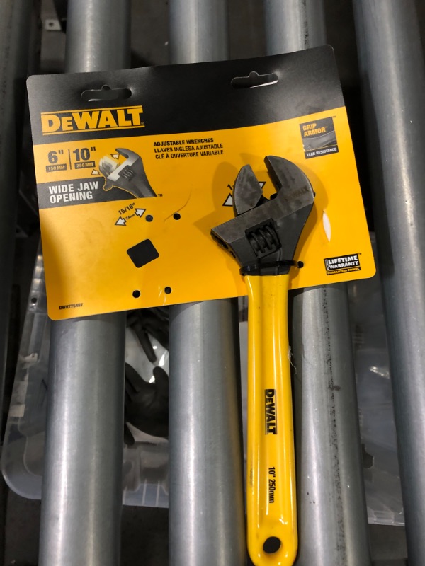 Photo 2 of **MISSING SMALL WRENCH**
Dewalt DWHT75497 2 Pc. Dip Grip Adjustable Wrench, Yellow