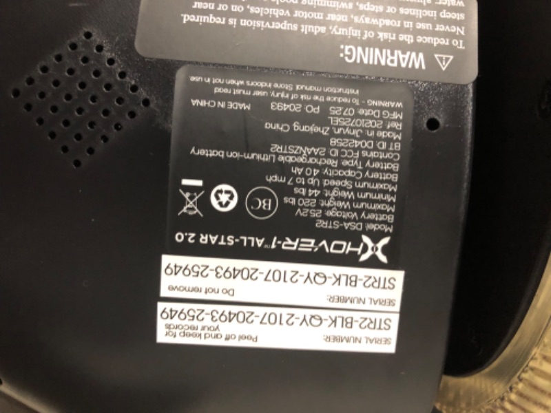 Photo 6 of **not working see notes***Hover-1 All-Star 2.0 Hoverboard | 7MPH Top Speed, 7MI Range, 200W Motor, Bluetooth Speaker, 5HR Recharge, 220lbs Max Weight, LED Wheels & Headlights Black          