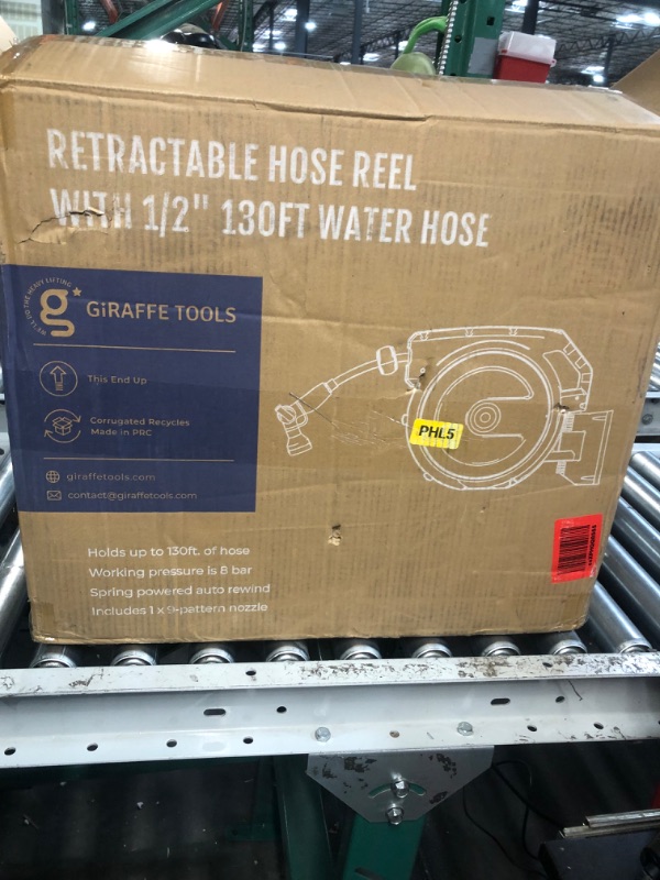 Photo 2 of Giraffe Tools Retractable Garden Hose Reel 1/2 Inch x 130 ft, Super Heavy Duty, Any Length Lock, Slow Return System, Wall Mounted and 180 Deg Swivel Bracket 1/2 130FT Dark Grey