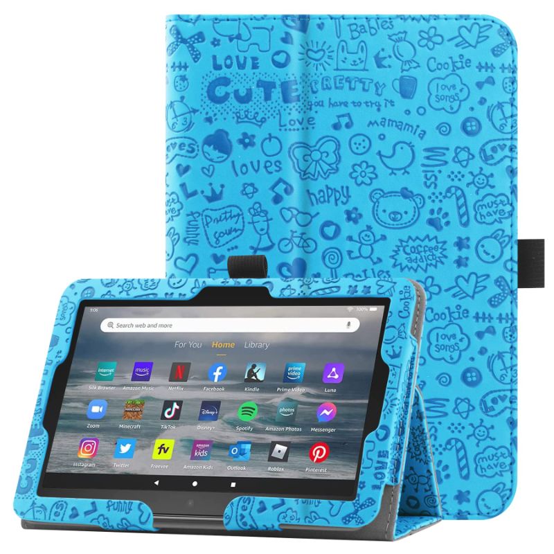 Photo 1 of HGWALP Case for All-New Amazon Fire 7 Tablet (Only Compatible with 12th Generation, 2022 Release),Slim Premium PU Leather Folding Stand Cover for Amazon Fire 7 Tablet with Auto Wake/Sleep-Blue