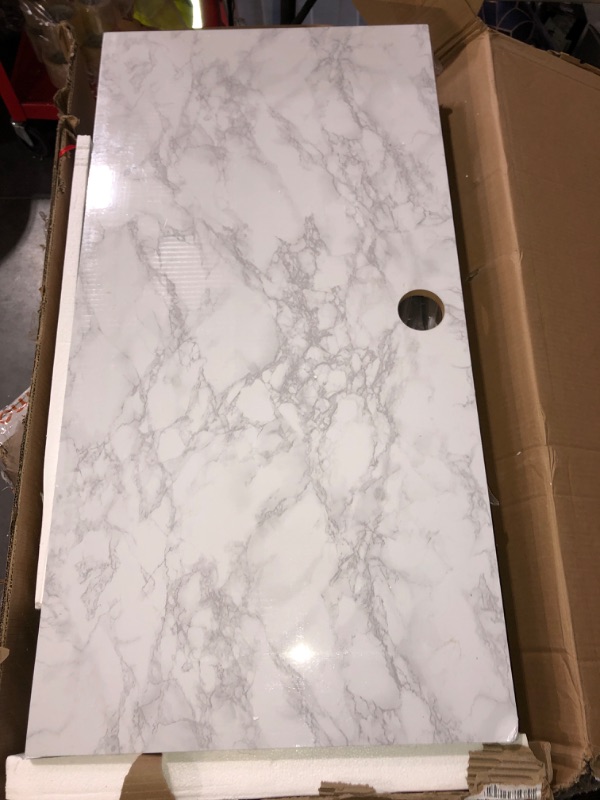 Photo 2 of (READ FULL POST) Novogratz Athena Computer Desk with Storage, White Marble