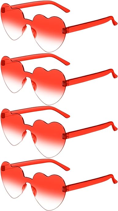 Photo 1 of pack of 8**Heart Shaped Sunglasses Candy Color Rimless Fun Heart Sunglasses for Women Men Party Favors