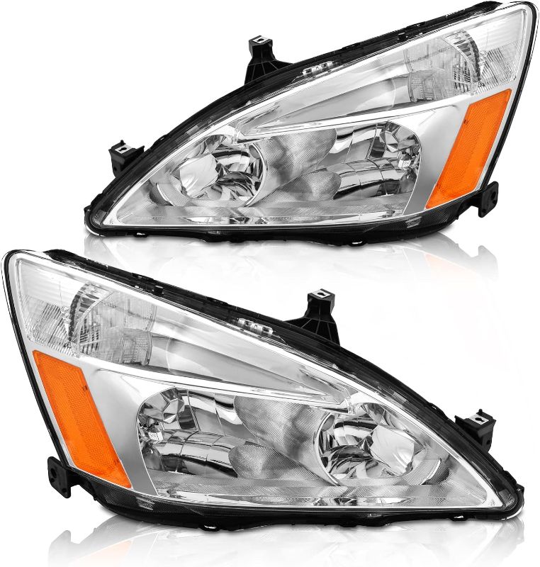 Photo 1 of AXLAHA for 2003-2007 Honda Accord Headlights Assembly compatible with 2003 2004 2005 2006 2007 Honda Accord 2/4dr Chrome 