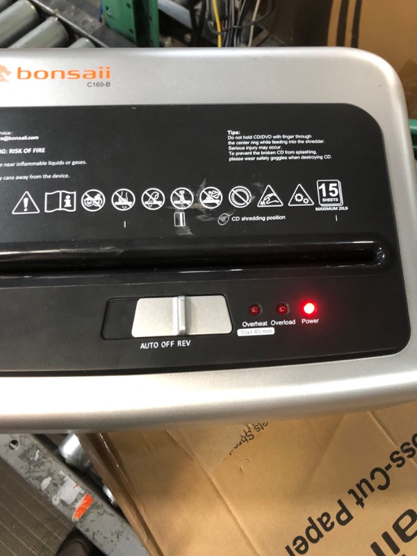 Photo 2 of Bonsaii 15-Sheet Office Paper Shredder, 40 Mins Heavy Duty Shredder, Crosscut Shredder with Anti-Jam System & P-4 High Security Supports CD/Credit Cards/Staple,5 Gal Pullout Bin C169-B 1 5 Sheet-40 mins