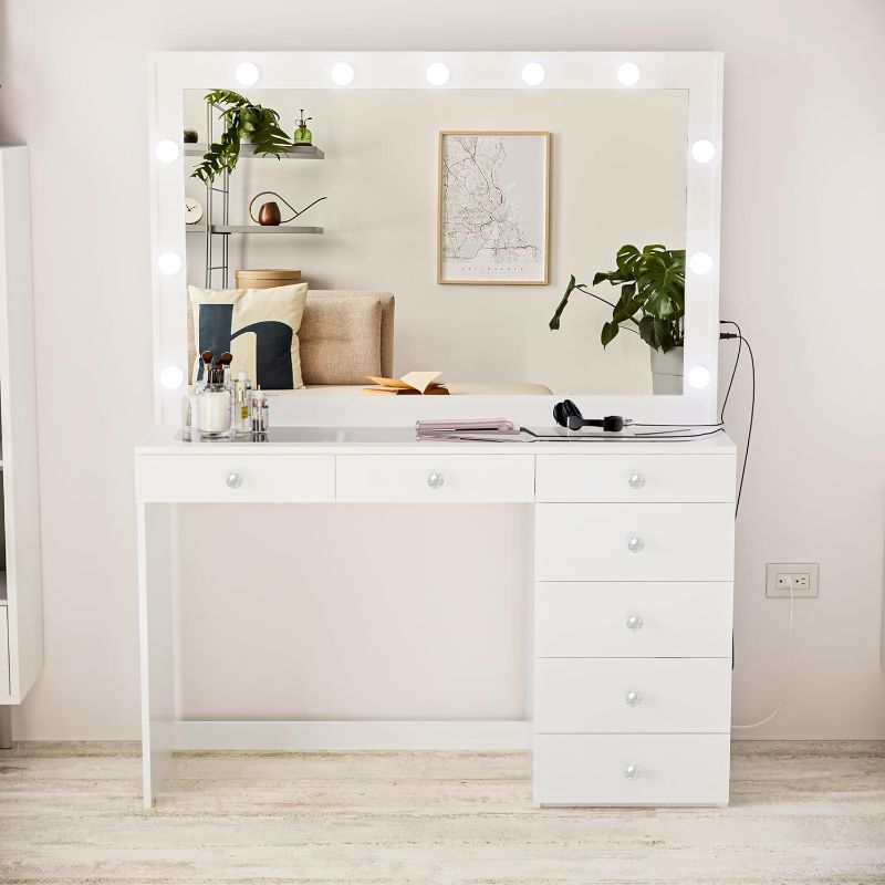 Photo 1 of **PARTS ONLY NONREFUNDABLE
**MIRROR NOT INCLUDED ACCESSORIES NOT INCLUDED
Boahaus Serena Modern Makeup Vanity with Lights