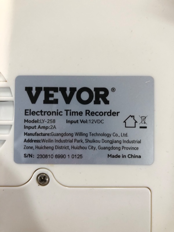 Photo 5 of VEVOR Punch Time Clock, Time Tracker Machine for Employees of Small Business, 6 Punches per Day, Time Clock Punch Machine Includes 2 Time Cards, 1 Ink Ribbon and 2 Security Keys