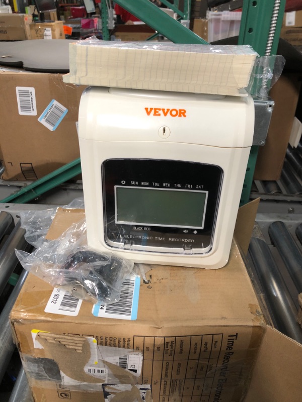 Photo 3 of VEVOR Punch Time Clock, Time Tracker Machine for Employees of Small Business, 6 Punches per Day, Time Clock Punch Machine Includes 2 Time Cards, 1 Ink Ribbon and 2 Security Keys